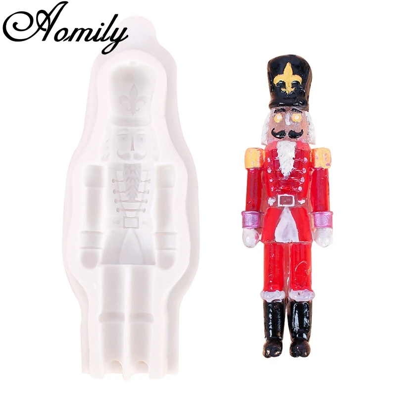 Aomily 3D Cartoon Nutcracker Fondant Silicone Mold Candle Sugar Craft Tool Chocolate Cake Mould Kitchen Baking Decorating Tool