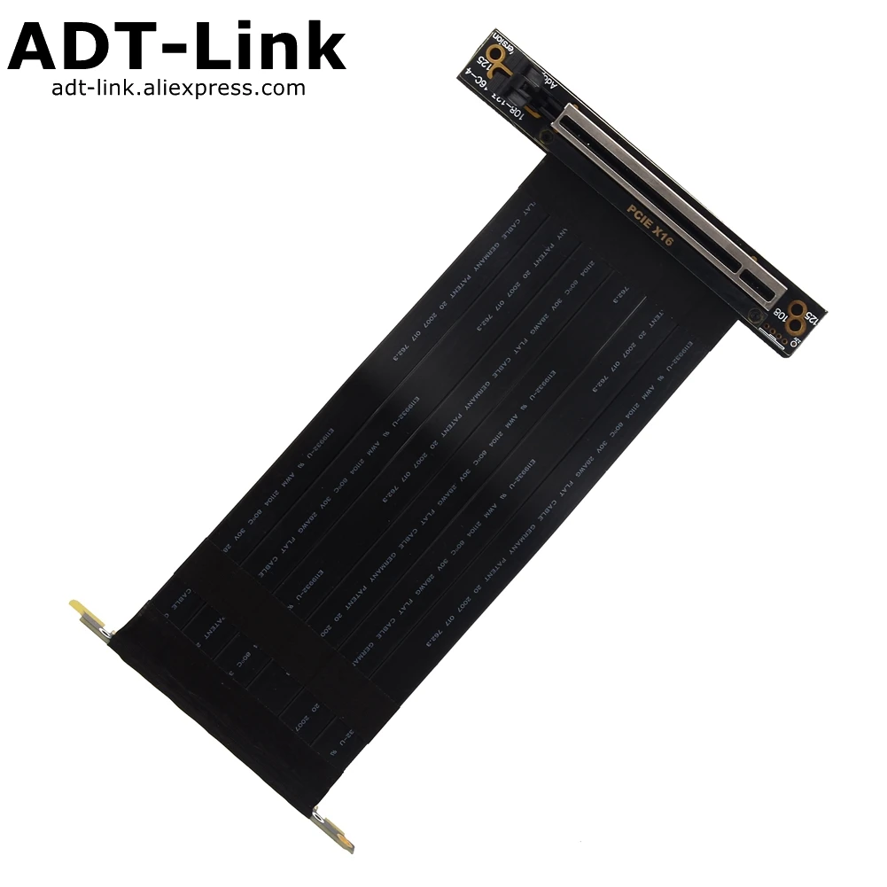 Double 90 Degree Right Angle PCIe 3.0 x16 x16 Extension Cable PCI Express 3.0 16x Riser Ribbon Extender For Graphics Vertical