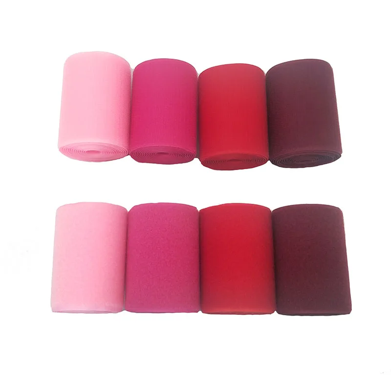 10CM Width hot pink nylon not self adhesive hook loop fastener tape sewing magic tape sticker scratch strap clothing red