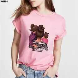 Harajuku Cartoon Print T-shirt for Women, Super Mom Life, Graphic Female Clothing, Pink Tee, Top for Ladies, Summer