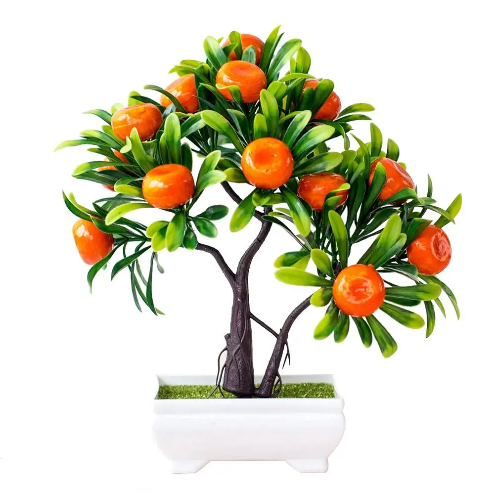 Bonsái Artificial para decoración del hogar, fruta falsa en maceta, naranja, árbol, oficina, jardín, escritorio, fiesta, 1 unidad