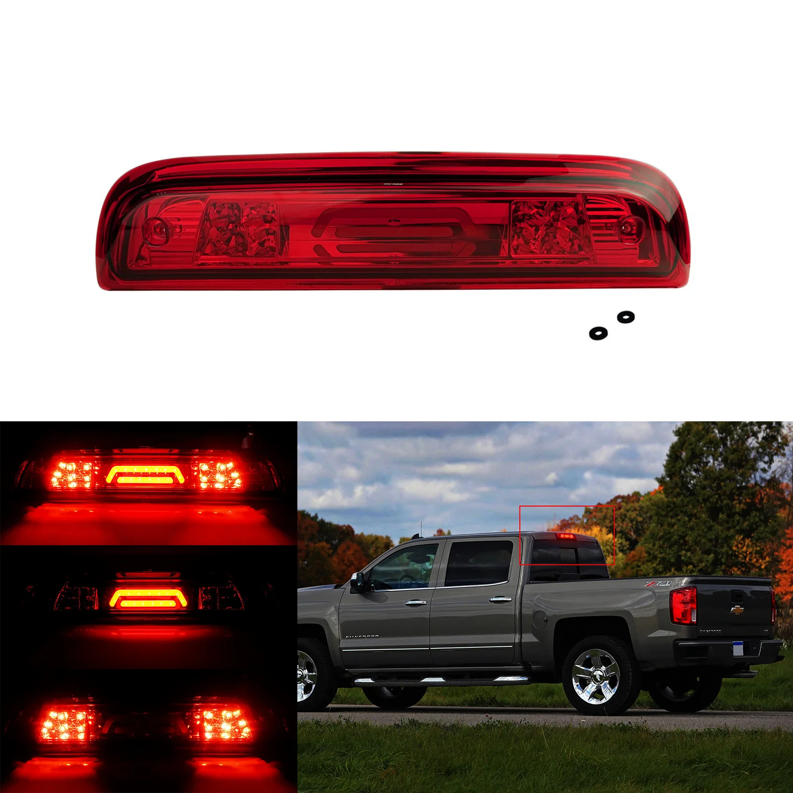 

For Chevy Silverado GMC Sierra 2014-2018 Red LED 3RD Brake Light Trunk Back Lamp