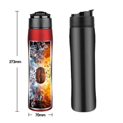 icafilas French Press Coffee Maker 12 oz Stainless Steel Insulated Travel Mug for Kitchen Office or Camping Use Grounds Filter