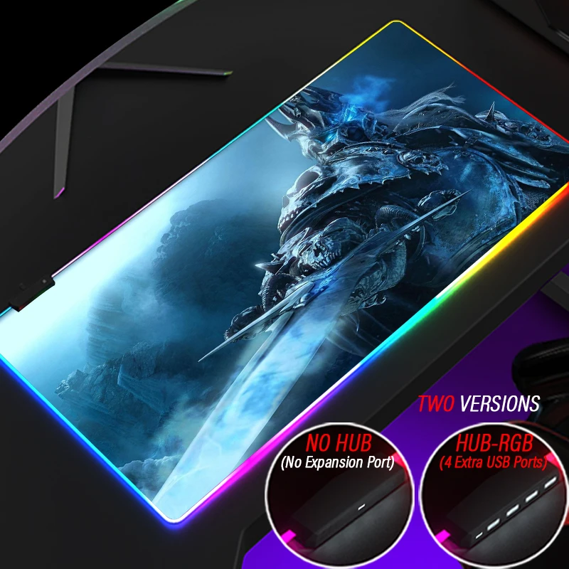 Gradient Azeroth RGB Gaming Mouse Pad Custom World of Warcraft HUB Playmat WOW Accessories 4 Port USB Mousepad With LED Backlit