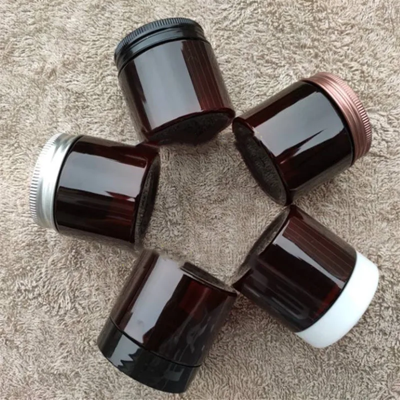 10/30/50/100pcs 50ml Travel Cosmetic Empty Bottle Brown Jar Pot Aluminum Cover Cream Eyeshadow Makeup Container Box