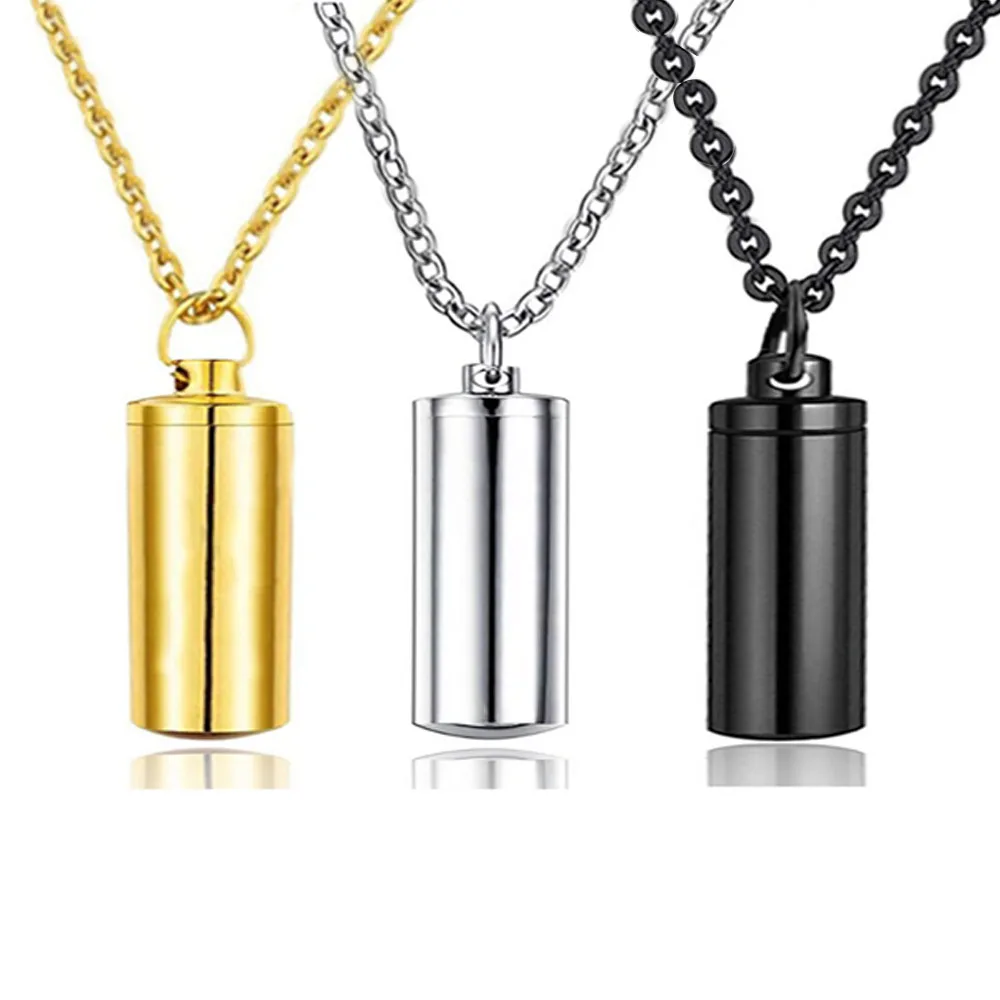 Fashion Memorial Necklace Cylinder Cremation Jewelry Eternity Ashes Urn Keepsake Pendant for Men Women Dropshipping