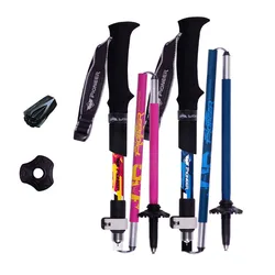 Pioneer Folding Hiking Walking Stick Lightweight Carbon Fibers Aluminum 3+2 Parts External lock Outdoor Mountain-climbing