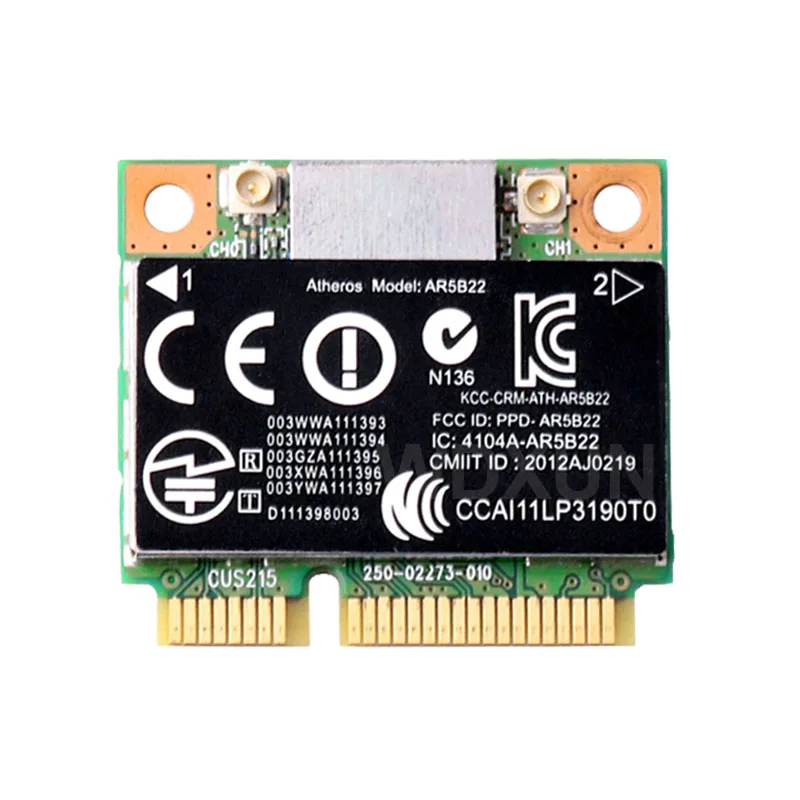 Atheros 하프 미니 PCIe 무선 300M + BT4.0 카드, SPS:676786-001, HP 2170p 4340s 4441s 노트북용 AR9462 AR5B22 WB222