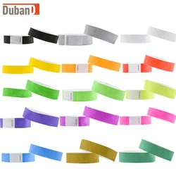 Tyvek-pulsera de papel neón para eventos y fiestas de boda, sin logotipo, de un solo uso, diferentes colores, 100 piezas