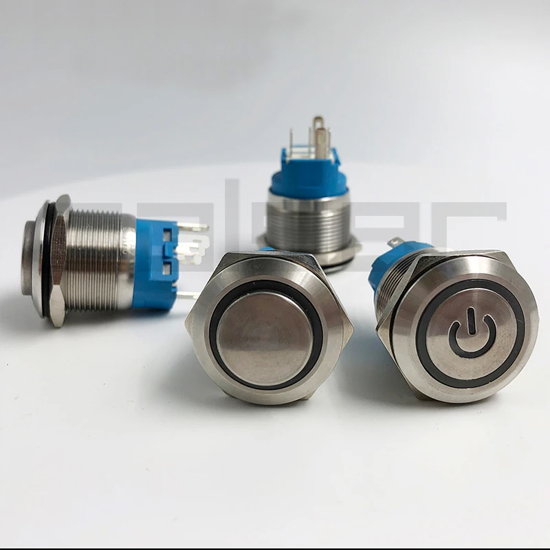22mm DIY Momentary/Latching Colorful Useful Durable LED Power Light Waterproof Self-Locking Stainless Metal Push Button Switch