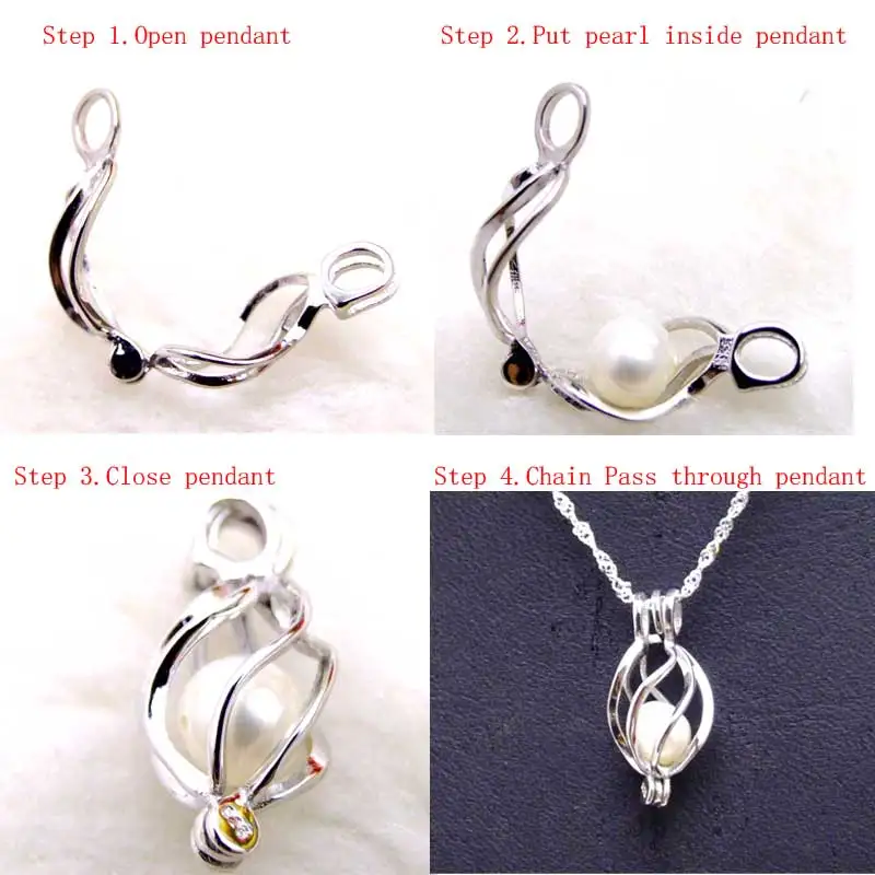 Qingmos Wish Pearl Box Sterling Silver S925 Drop Pendant Necklace for Women with Natural Oyster Pearl Necklace 16\