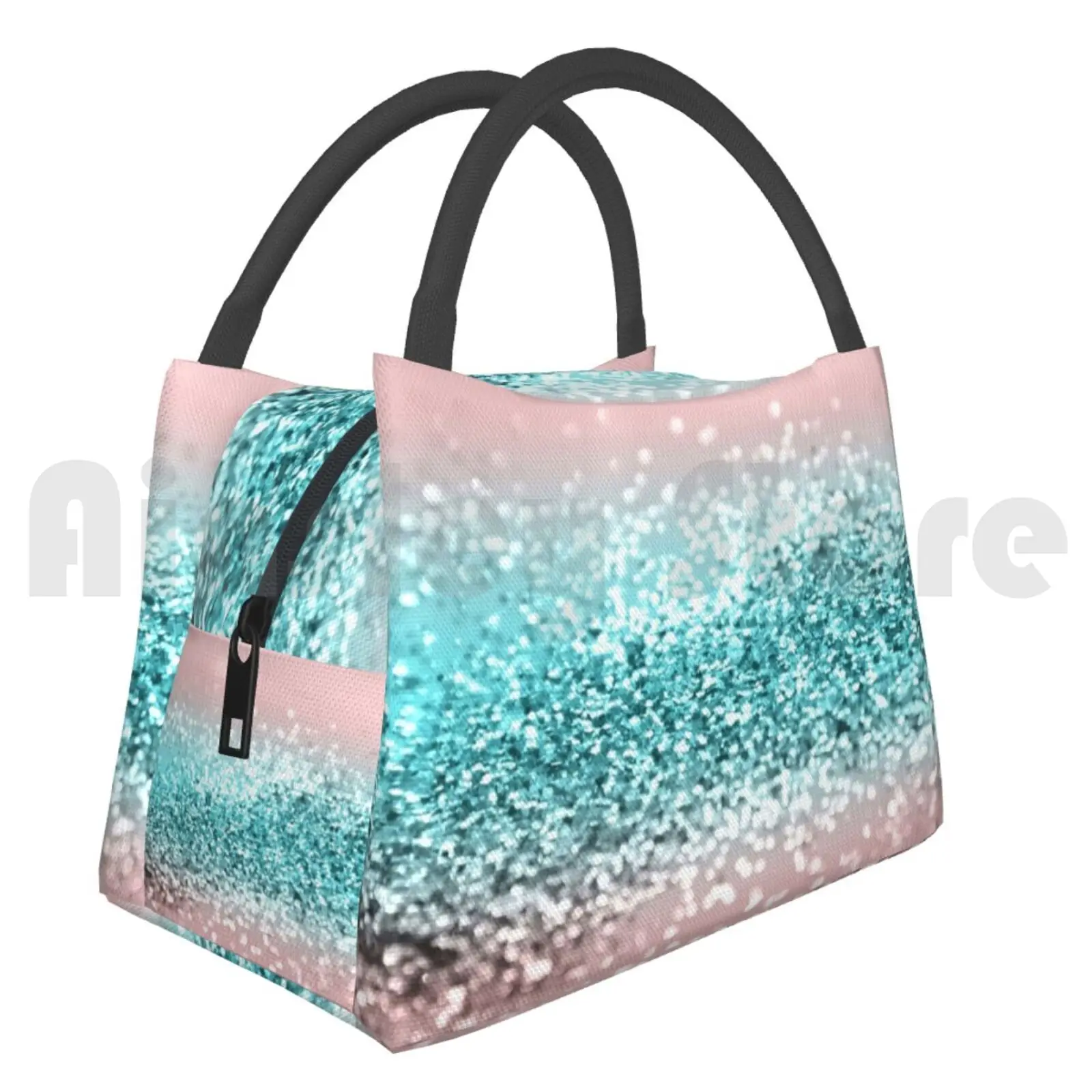 

Portable Insulation Bag Tropical Summer Vibes Glitter #1 #Decor #Art Color Digital Manipulation Light Pink Green