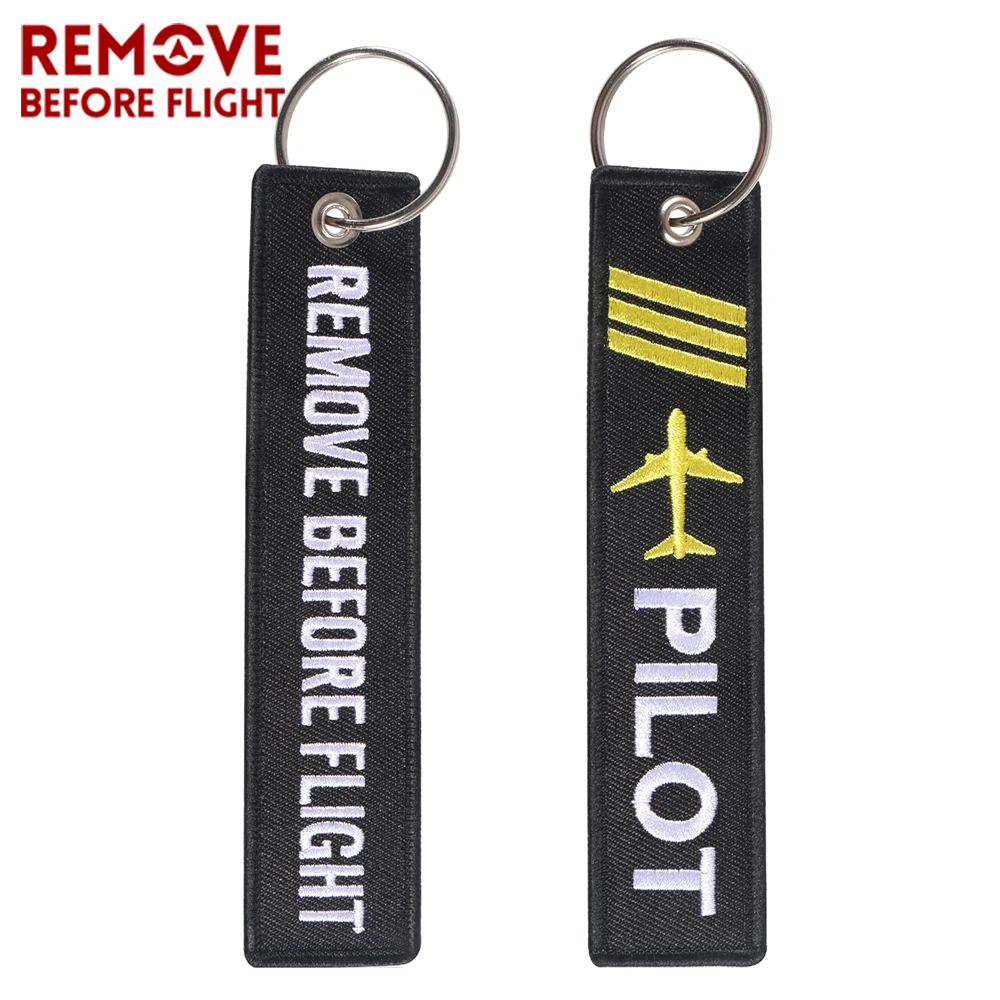 1PCS Pilot Keychains Jewelry Embroidery Remove Before Flight Pilot Key Chain For Aviation Gifts Key Tag Label Fashion Keyrings