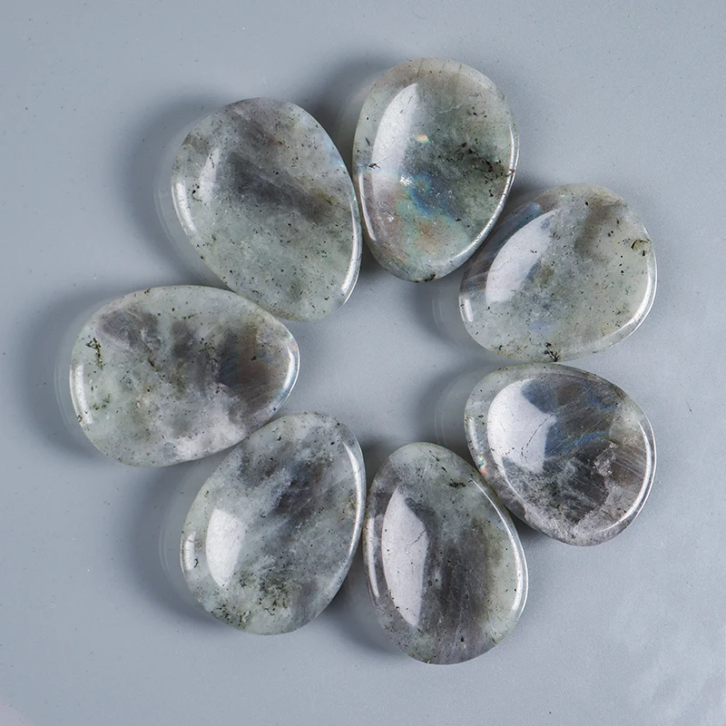 Labradorite Palm Stone Thumb Hand Massage Natural Worry Stones Chakra Decor Face Gua Sha Tool Skin Care Body Beauty Product