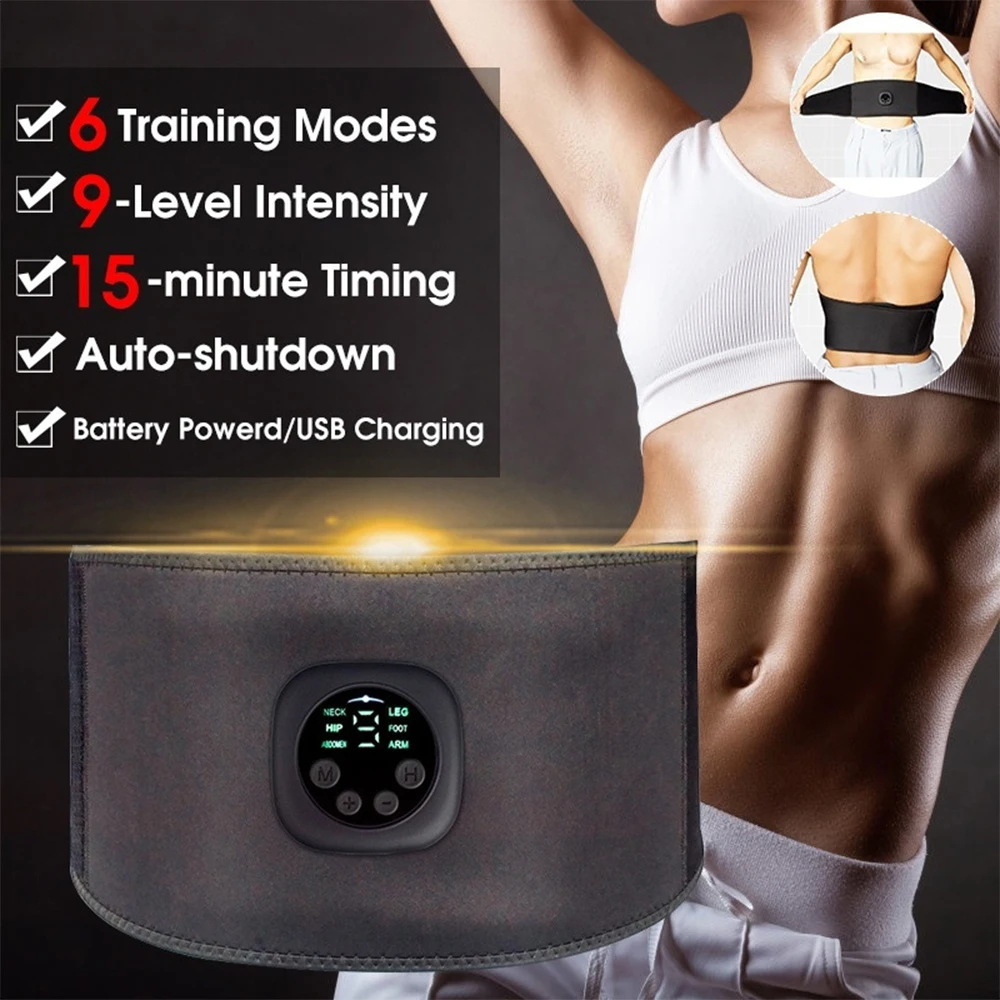 Electric Slimming Belt EMS Waist Massage Fitness Muscle Stimulator Lose Weight Fitness Vibrating Massager Fat Burning Trainer