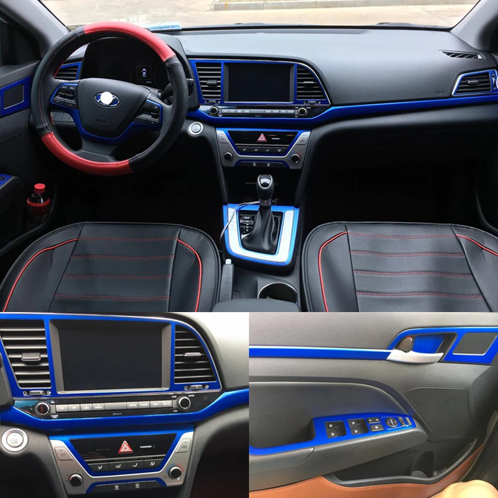 

Car-Styling 3D/5D Carbon Fiber Car Interior Center Console Color Change Molding Sticker Decals For hyundai Elantra AD 2016-2019