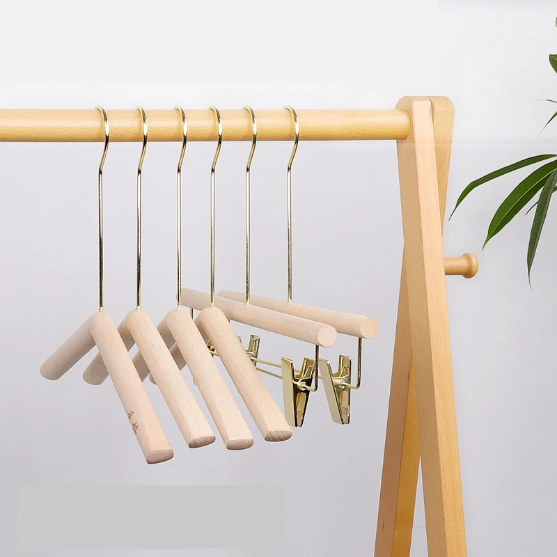 

5Pcs Solid Wood Clothes Hanger Non-Slip Clothes Hangers Trousers Dress Drying Rack Home Clothing Store Wardrobe Storage Clip