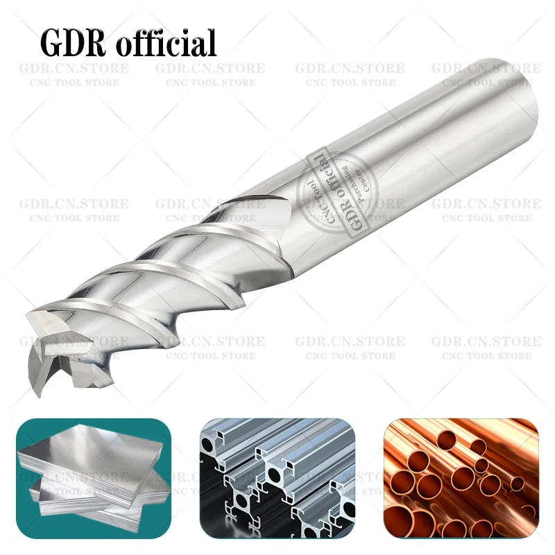 Aluminum Milling Cutter Flat Endmills Carbide Milling Cutter 3 Flutes Tungsten End Mill  Tool End Mills HSS Metal Cutter