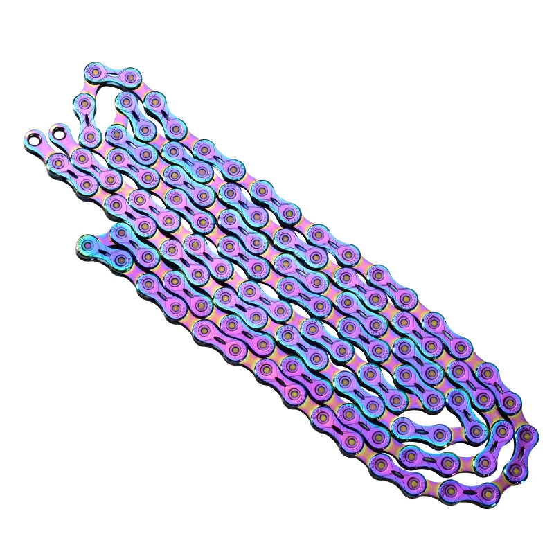 SUMC Bike Chain Colorful Bicycle Chain 10/11/12 Speed Ultralight Semi-hollow Chain Rainbow Chain w/ Magic Buckle