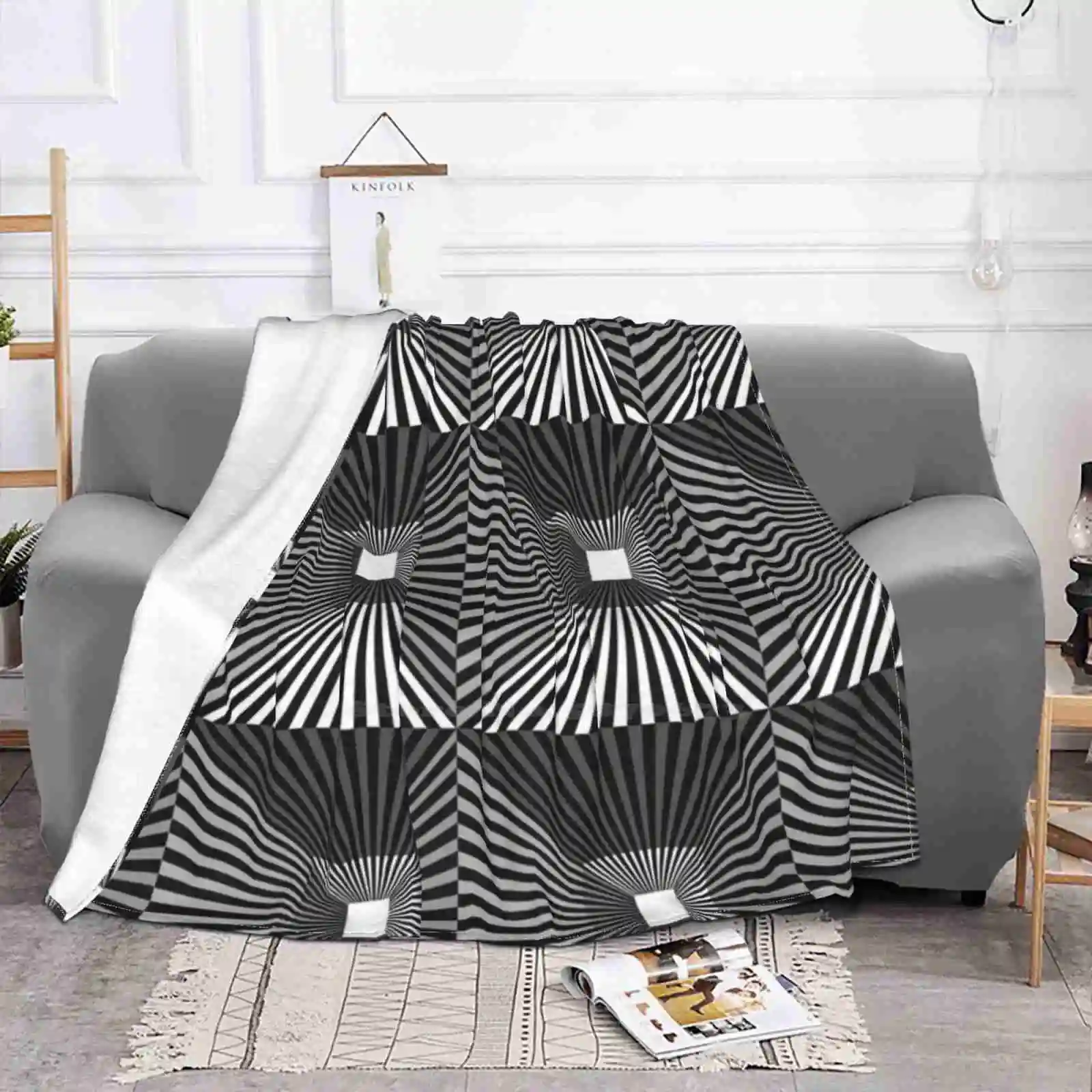 Stylish Pattern With Geometric Lines. Black And White Color Design With Symmetrical Lines Creative Design Comfortable Flannel