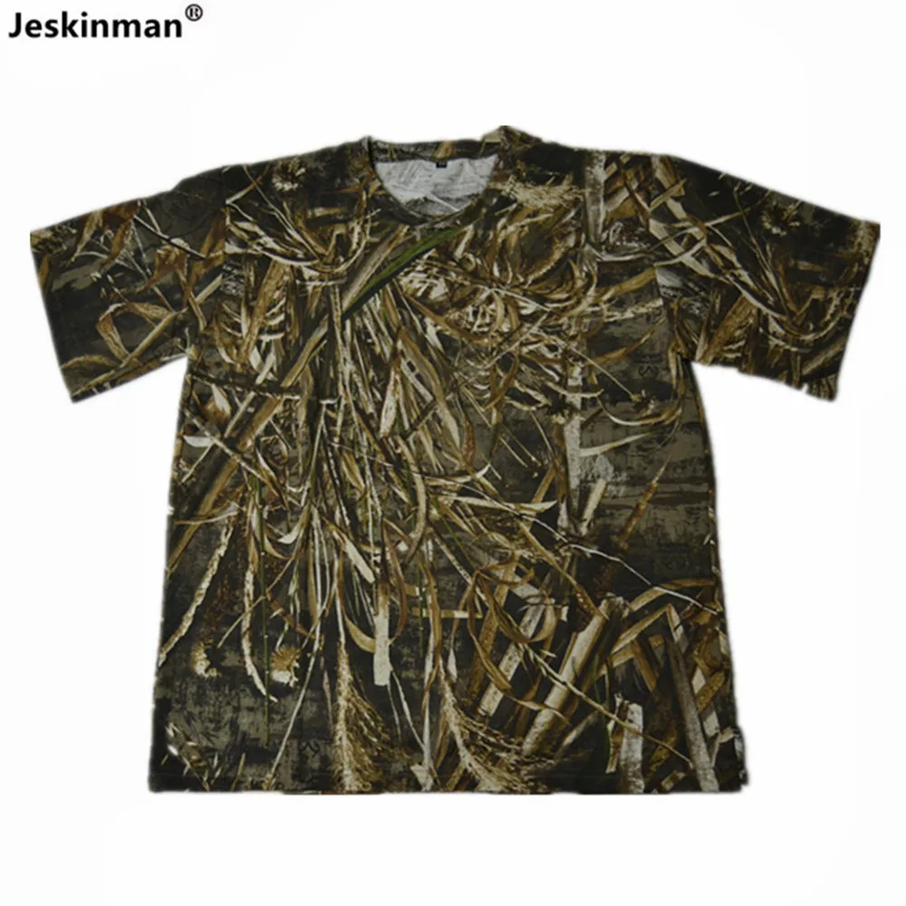 Outdoor Cotton Comfortable Bionic Camouflage Hunting Fishing Summer Short-Sleeve T-Shirt Casual Loose Climbing Camping Shirt