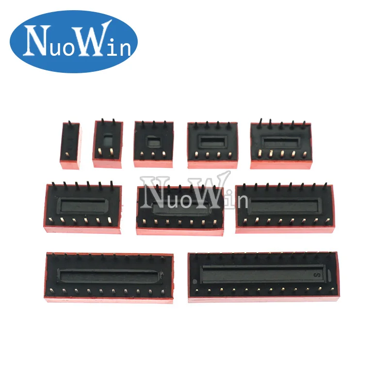 10pcs Slide Type Switch Module 1 2 3 4 5 6 7 8 10 12 PIN Bit 2.54mm Position Way DIP Red Pitch Toggle Switch Red Dial Switch