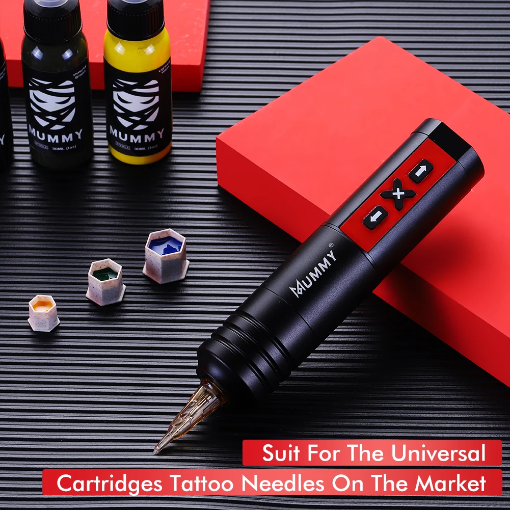 Máquina de tatuagem sem fio LED display digital múmia 2200 mah bateria caneta de tatuagem potente motor rotativo para forro e sombreador