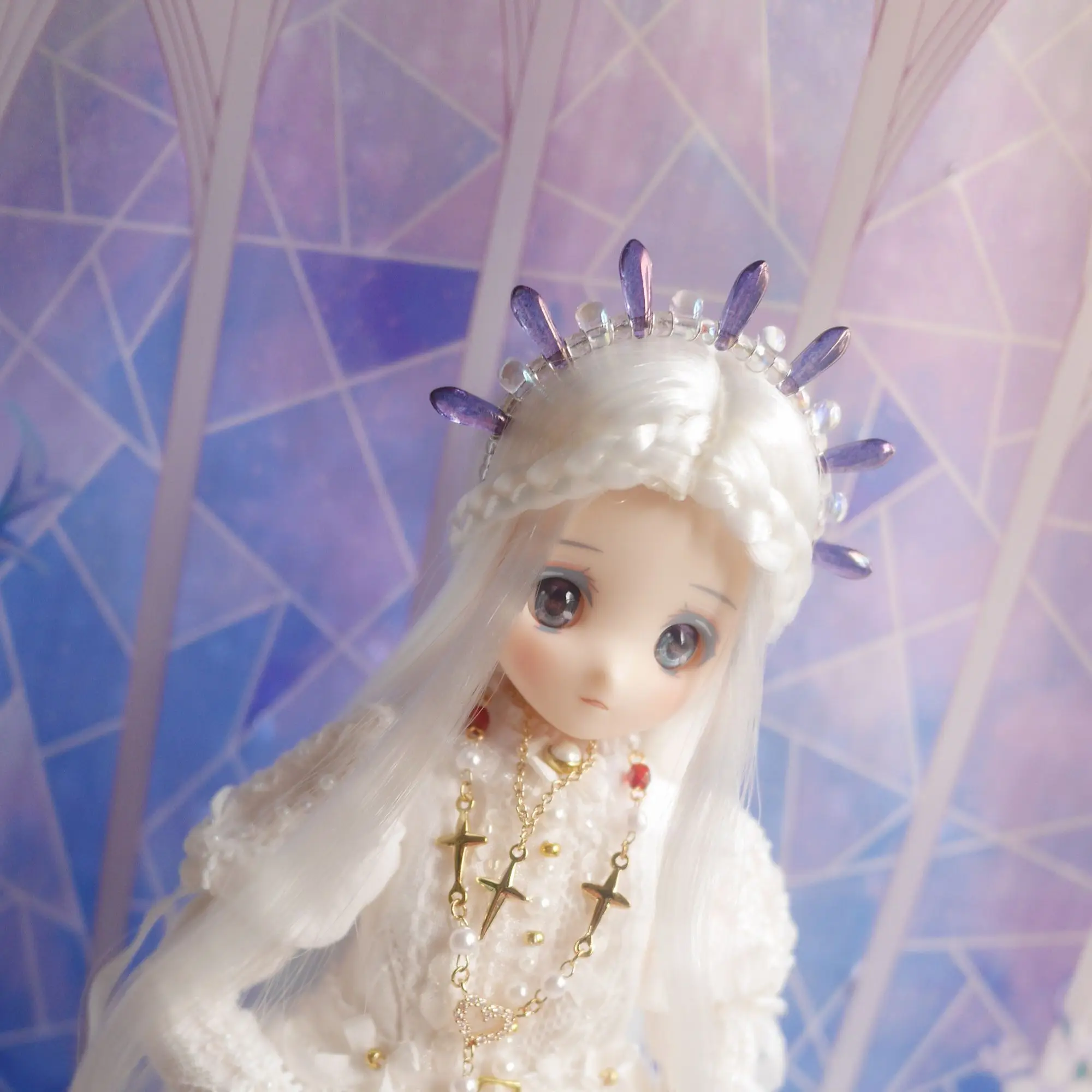 

New BJD Doll Headwear Beaded Crystal Crown Goddess Hair band 1/6 Azone ob11 GSC Headband Hair Accessories BJD Accessories