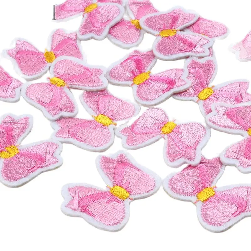 10pcs Cute Pink Bows Patches For Girls Bags Shirts Shoes Suits Dress Decoration DIY Iron On Fabric Appliques Sewing Jeans Badge