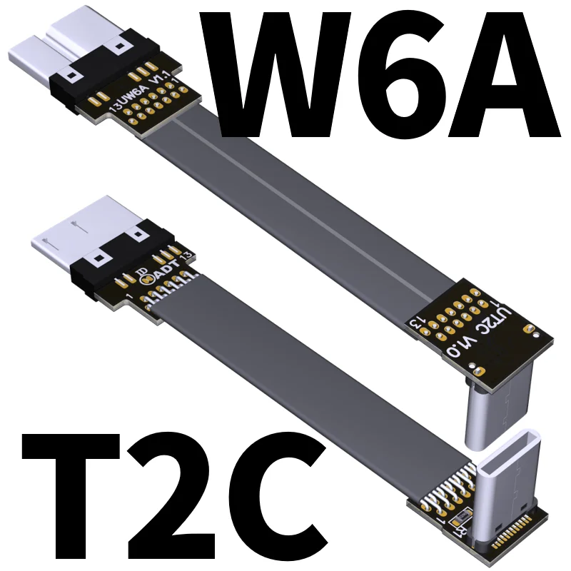 Cable FPC plano corto FPV cinta delgada Micro USB 3,0 90 grados macho a USB-C macho USB-C enchufe hembra para sincronización de carga