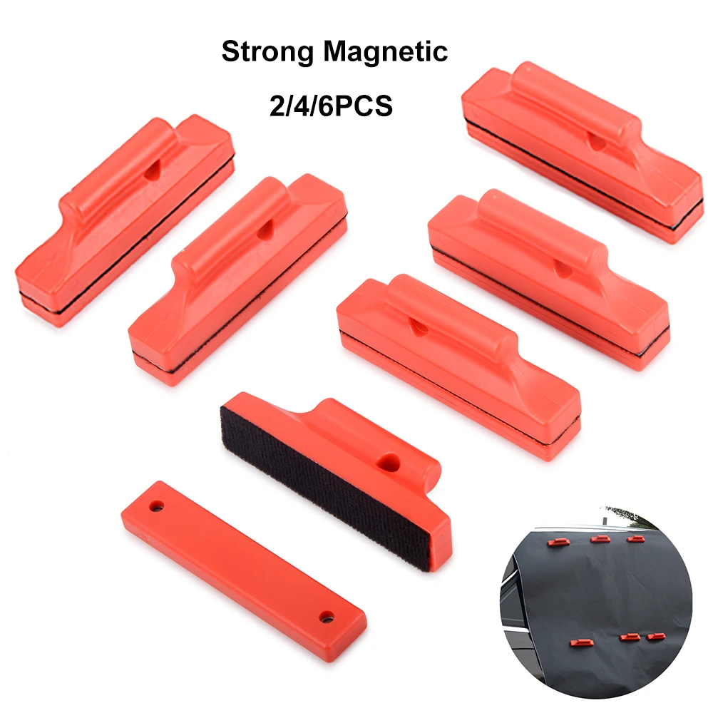 FOSHIO 2/4/6szt Silny chwytak magnetyczny z filcową folią samochodową Uchwyt magnetyczny z folii węglowej Naklejka do mocowania ściągaczki