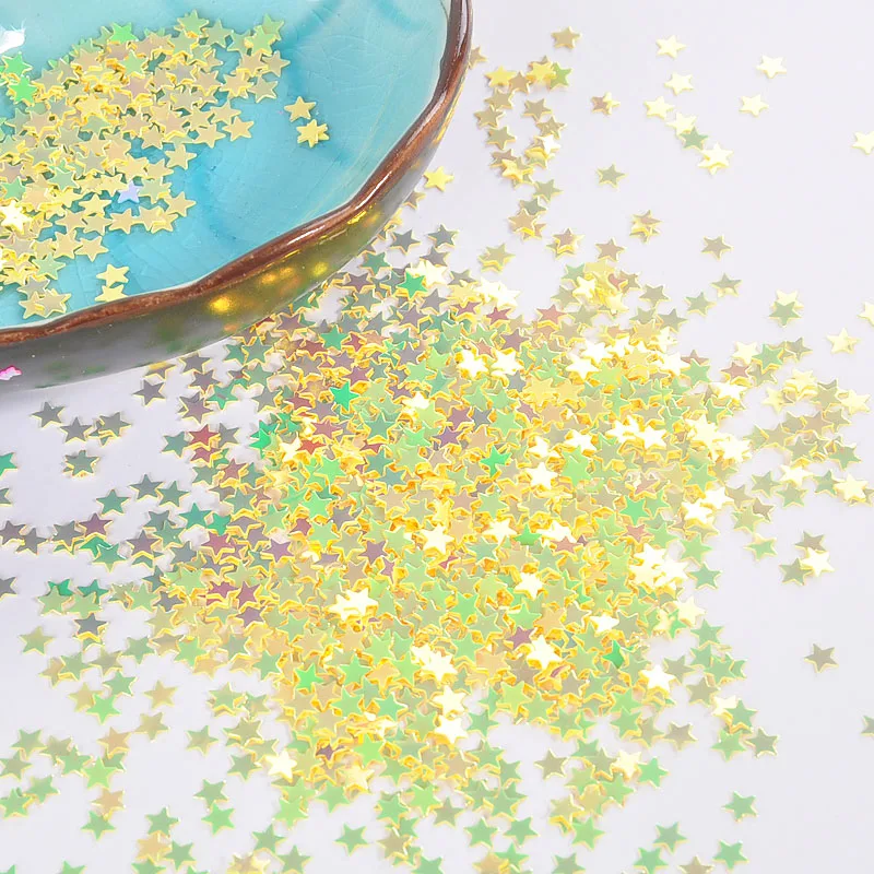 10g/Pack Glittering False Nail Star Sequins 4mm Star Glitter Paillettes powder Craft nail fabric sequin, Slime Wedding Decro