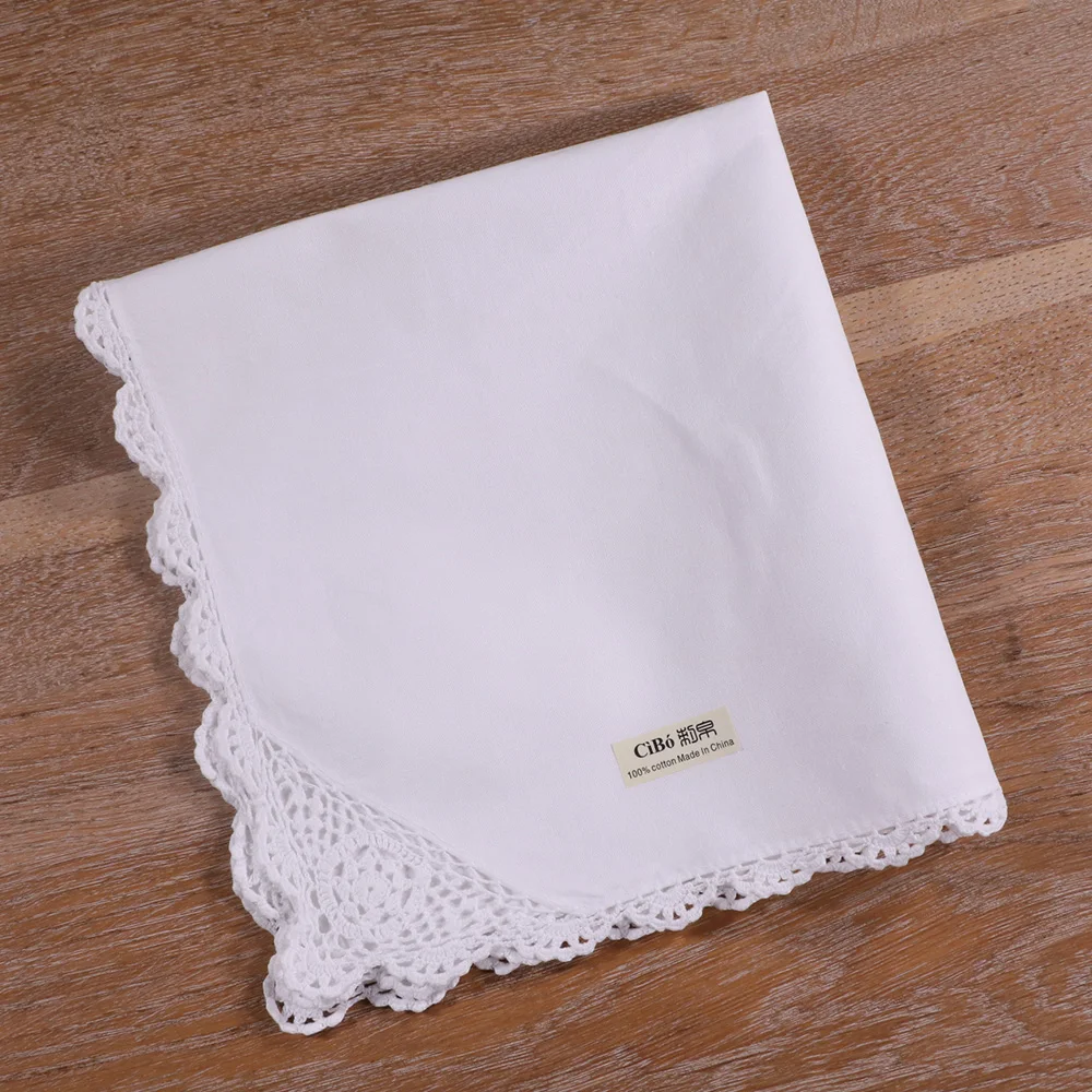 

N042 White Cotton 12 pieces 17"x17" 20"x20" hand crochet lace table napkin Dinner Napkins