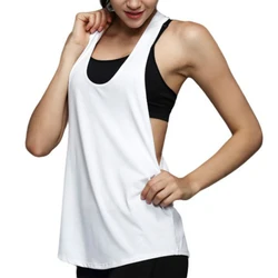 Sexy Backless Fitness Yoga Tops Women Sleeveless Workout Shirts Vest Quick Dry Loose Sport Tank Top Running Training T Shirt