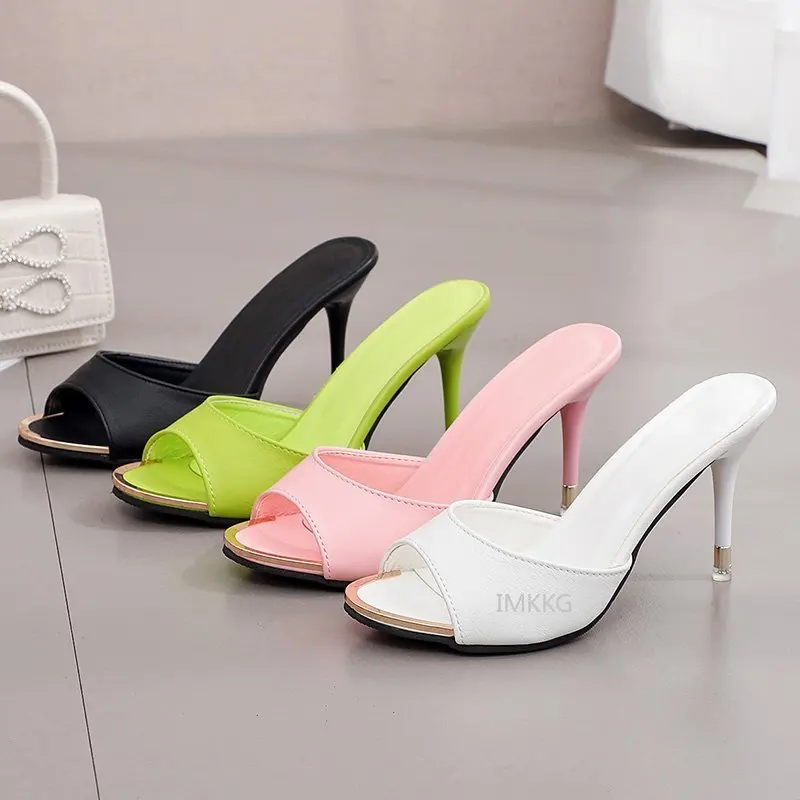 2021 Sexy Summer Thin High Heels Sandals Lady Pumps Classics Slip On Shoes Women White Pink Wedding Party Shoes