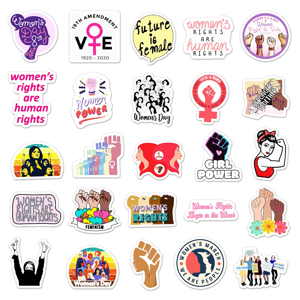 10/30/50PCS Feminism Aesthetic Stickers DIY Waterproof Graffiti Decals for Phone Laptop Guitar Luggage Womens Rights Stickers