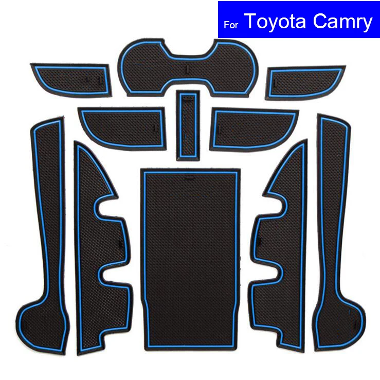 11Pcs Non-slip Car Door Gate Slot Mats Carpets Position Cup Holder Pads For Toyota Camry 2012 2013 2014 2015 2016 7 Generation
