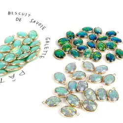 2pcs/lot 15x20mm Copper Double Side Oval Resin Charms Pendant for DIY Handmade Crafts Bracelet Necklace Earrings Jewelry Making