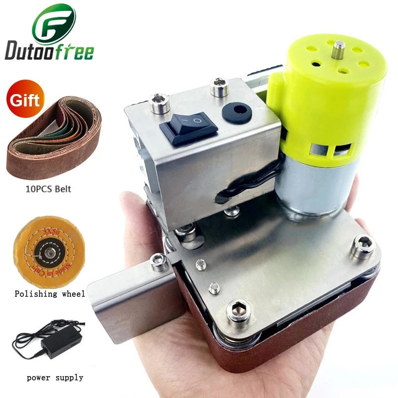 Mini Belt Sander Electric Sanding Polishing Grinding Machine 7 Speed for Polishing Wood Acrylic 775/795/895 Motor 10PCS Belts