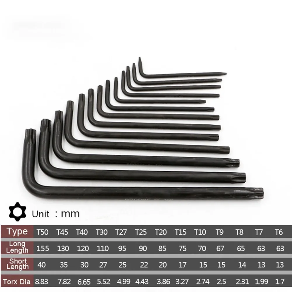 1Pcs Wrench Tool L-Shape Plum Hex Torx Star Wrench T6-T50 Repair Hand Tool For Torx Screws Nuts