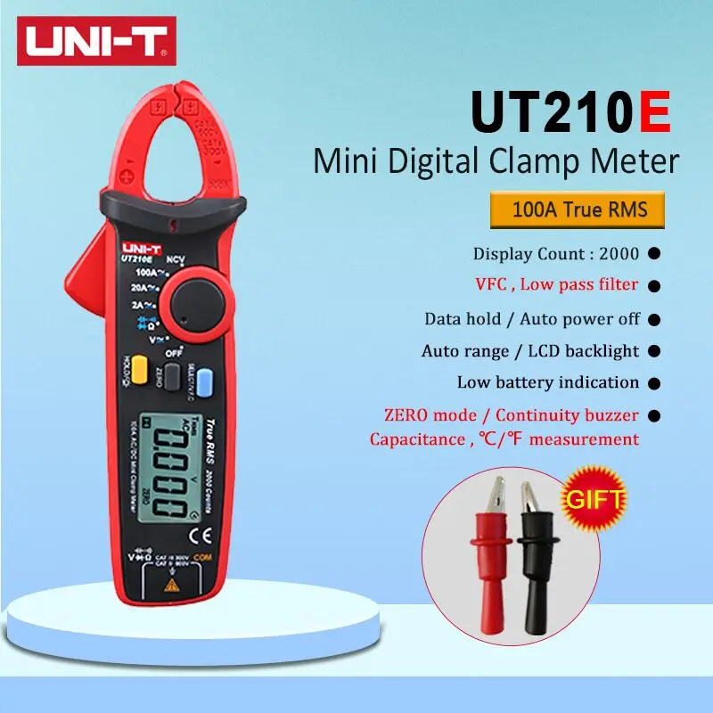 

UNI-T UT210E True RMS Mini Digital Clamp Meters AC/DC Current Voltage Auto Range VFC Capacitance Non Contact Multimeter Diode