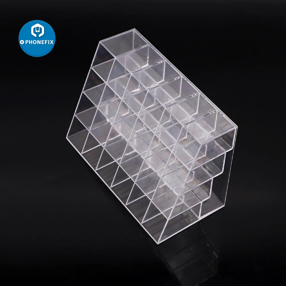 Caja de almacenamiento organizadora transparente, rejilla múltiple, piezas de reparación de teléfono acrílico, tornillos, caja de joyería, contenedor de componentes electrónicos