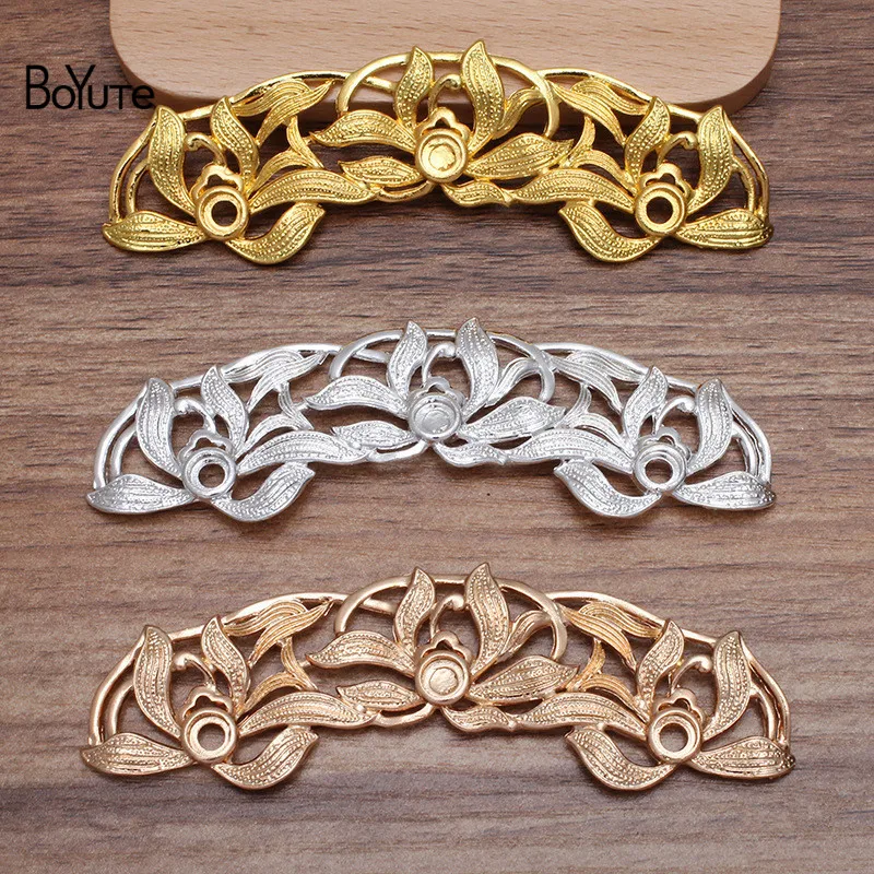 BoYuTe (10 Pieces/Lot) 35*98MM Metal Alloy Materials Flower Factory Direct DIY Handmade Hair Jewelry Accessories