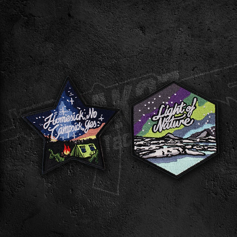 Nature Series Combination Embroidery Patches Luminous Light Wind Road Home Force Midnight Twin Peaks Tactical Outdoor Badge