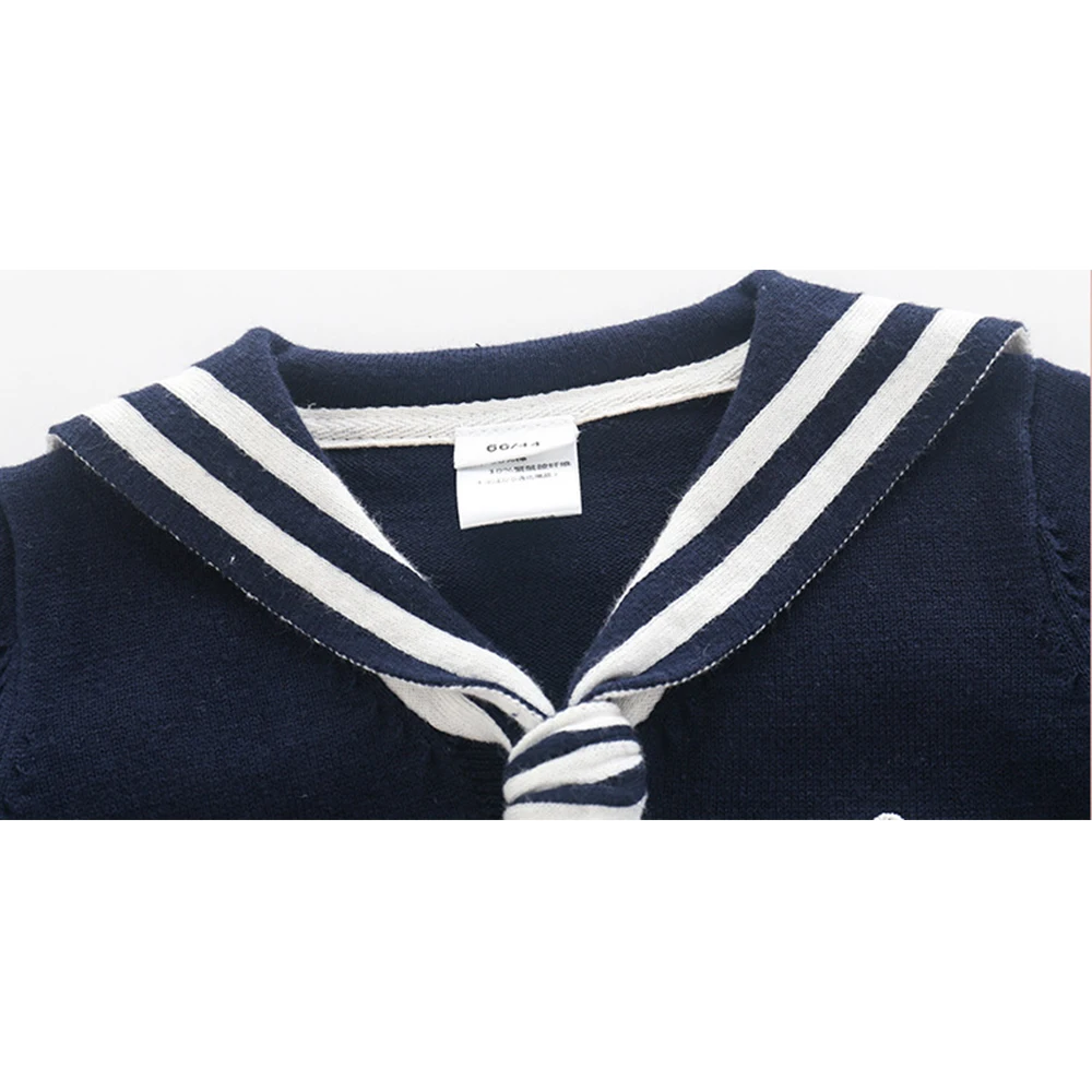 Mudkingdom Boutique Baby Boys Nautical Sweater Rompers Stripe Spring Autumn Sailor Sytle Infant Crawl Jumpsuit Baby Clothes