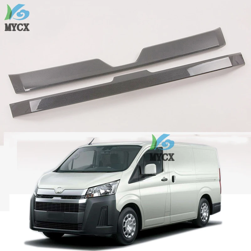

2pcs ABS Carbon Fiber Car Grille Trim Stripe Fits For Toyota Hiace 2019 Auto Decoration Accessory Chromium Styling Car-styling