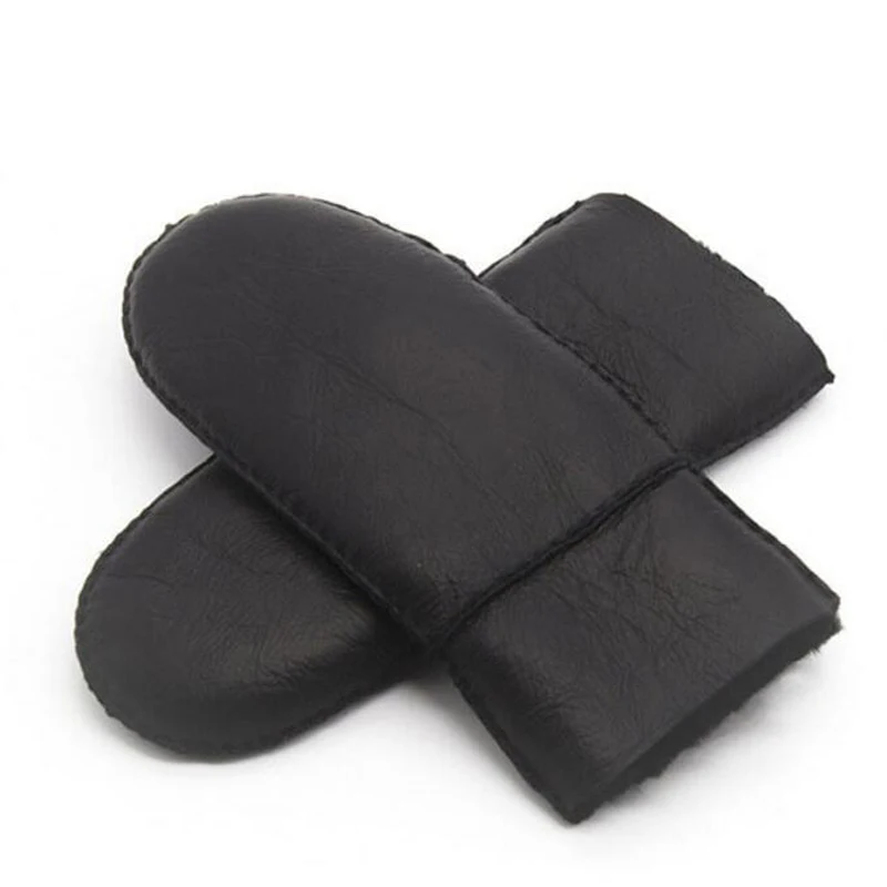 Manoplas de piel auténtica muy cálidas para invierno, guantes de piel de oveja para exteriores para mujer, mitones de Cachemira auténtica para