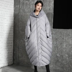 Doudoune super longue en duvet de canard blanc pour femme, parka épaisse, manteau à capuche, grande taille, 2023, hiver, 90%