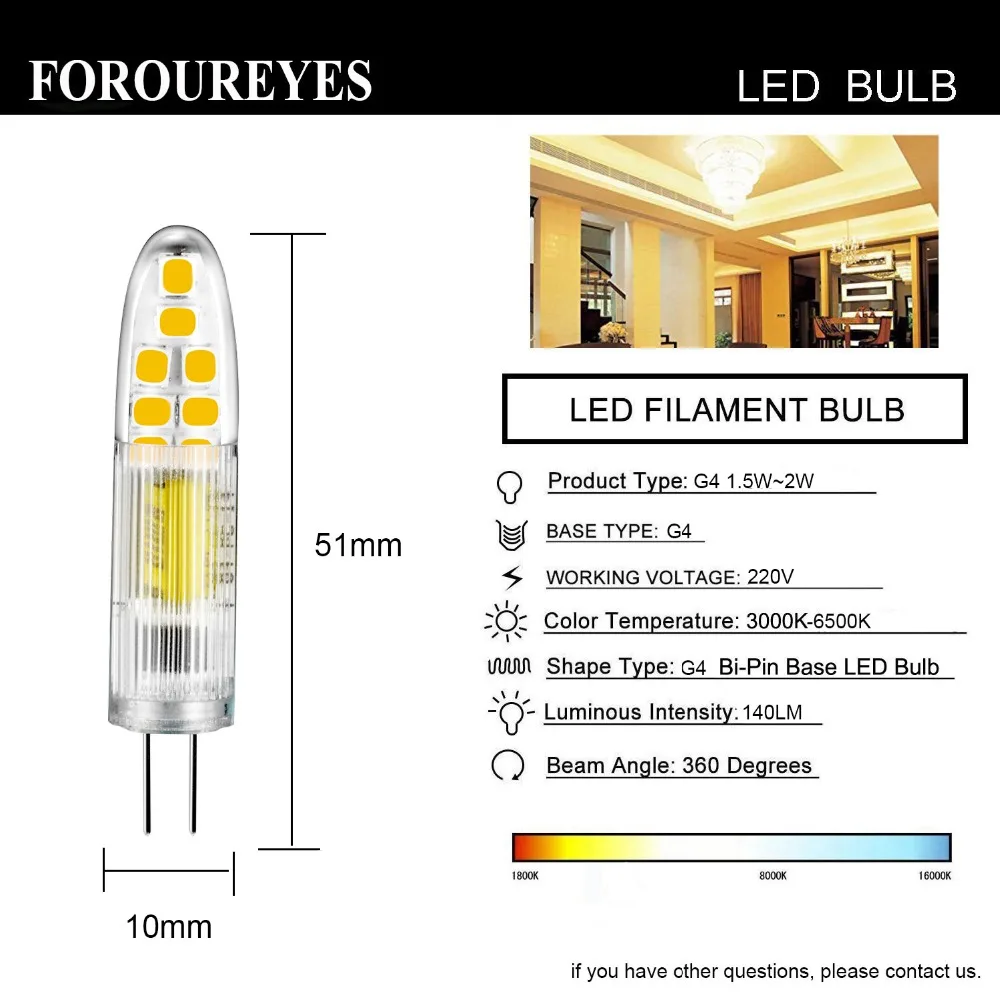 No flicker G4 LED Lamp 220V 2W 16LEDS SMD2835 lamp 360 Beam Angle LED Bulb Replace Halogen Crystal Light Chandelier