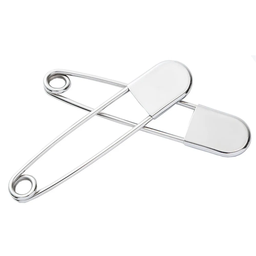 2pcs Stainless Steel Large Safety Pins Diy Sewing Tools Accessory Metal Lapel Clasp Pins For Scarf Skirts Knitted Fabric Crafts